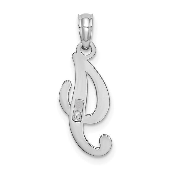 10K White Gold Polished I Script Initial Charm - Picture 4 of 9